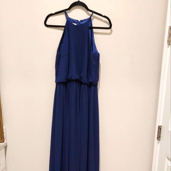 Donna Morgan Midnight Blue Halter Wedding Dress - Picture 4 of 14